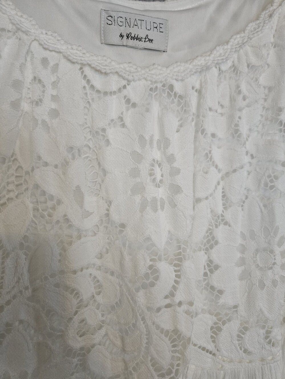 Signature by Robbie Bee Ivory Lace Tiered Midi Dress - Picture 7 of 13